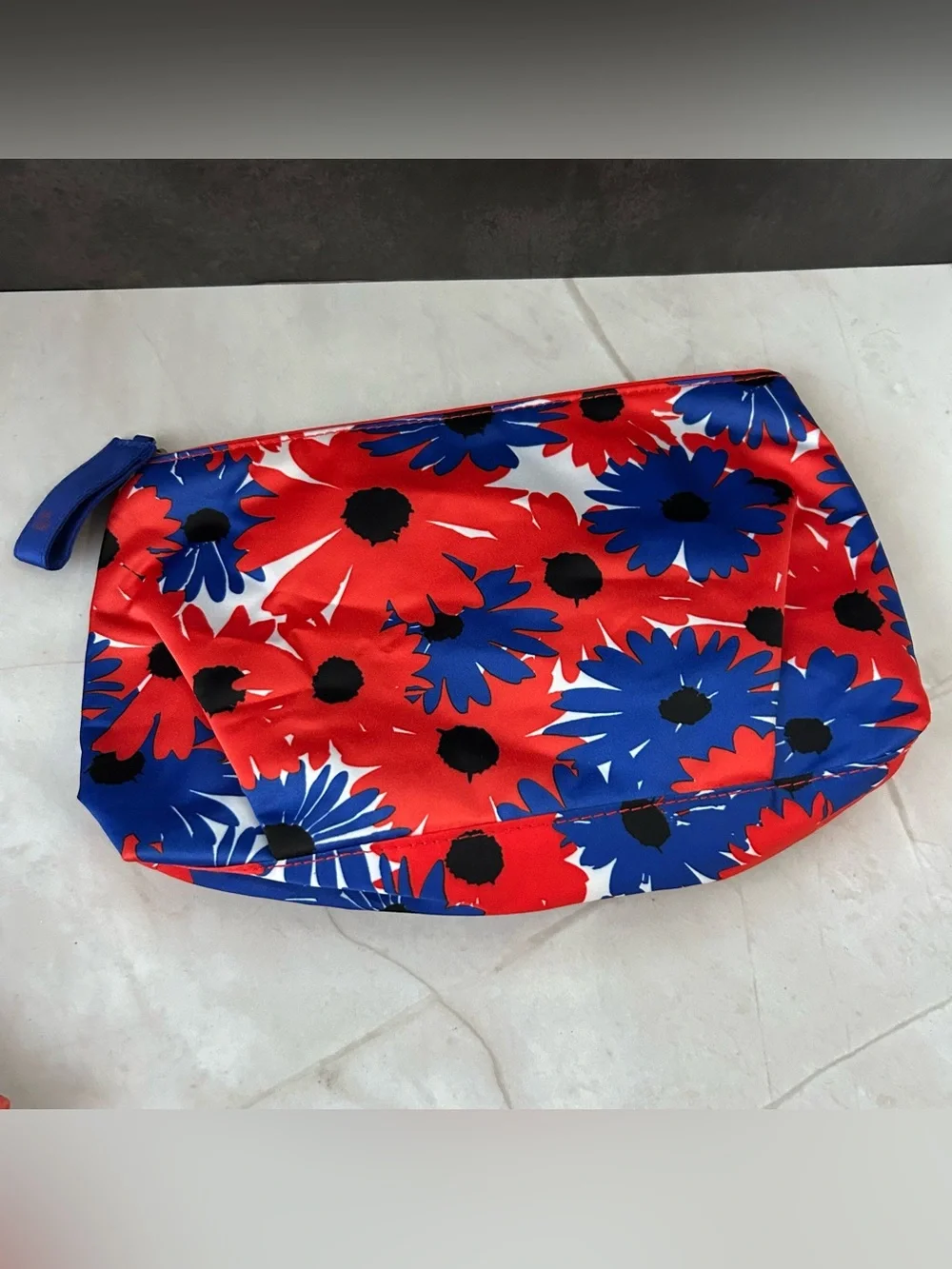 Estee Lauder Red, Blue & Black Floral Cosmetic Pouch